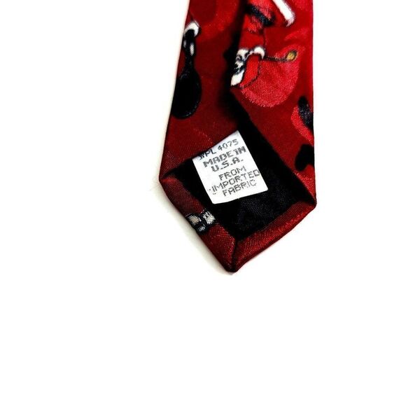 Wembley Christmas Santa Klaus Golf Fishing Red Polyester Jacquard Print Tie - Picture 4 of 6